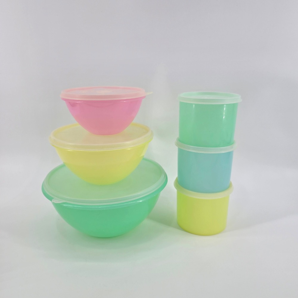 Vintage Tupperware Wonderlier Nesting Bowl and Storage Set Pastel with Lids